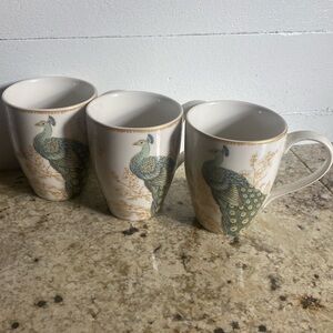 2225 PTS international serene Peacock find China porcelain fine coffee mug set 3